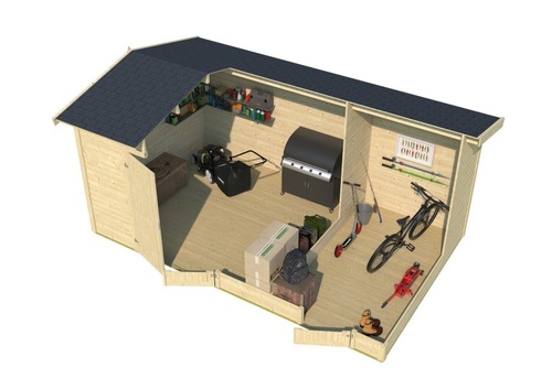 Abri bois 14.5 m²